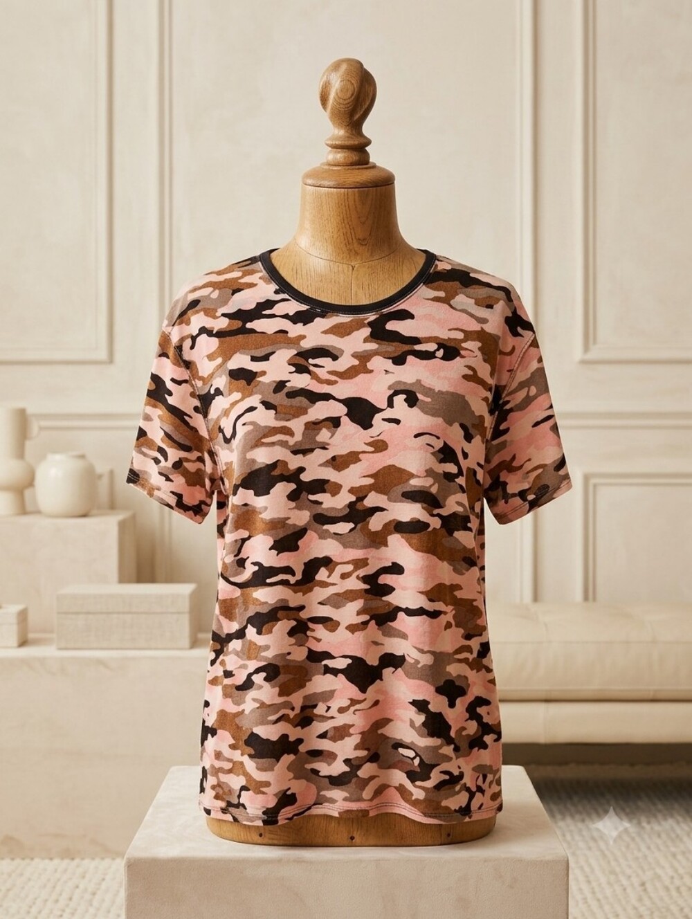 We The Free Textured Velour & Shear Camouflage Top Size Large
